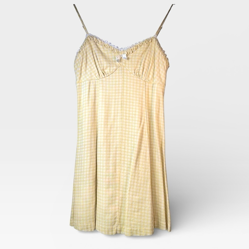 Trixxi Yellow Checkered Spaghetti Strap Dress - Picture 1 of 8